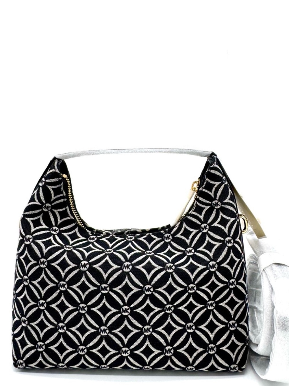 Michael Kors Ember Small Logo Jacquard Messenger Bag Black - Picture 3 of 7